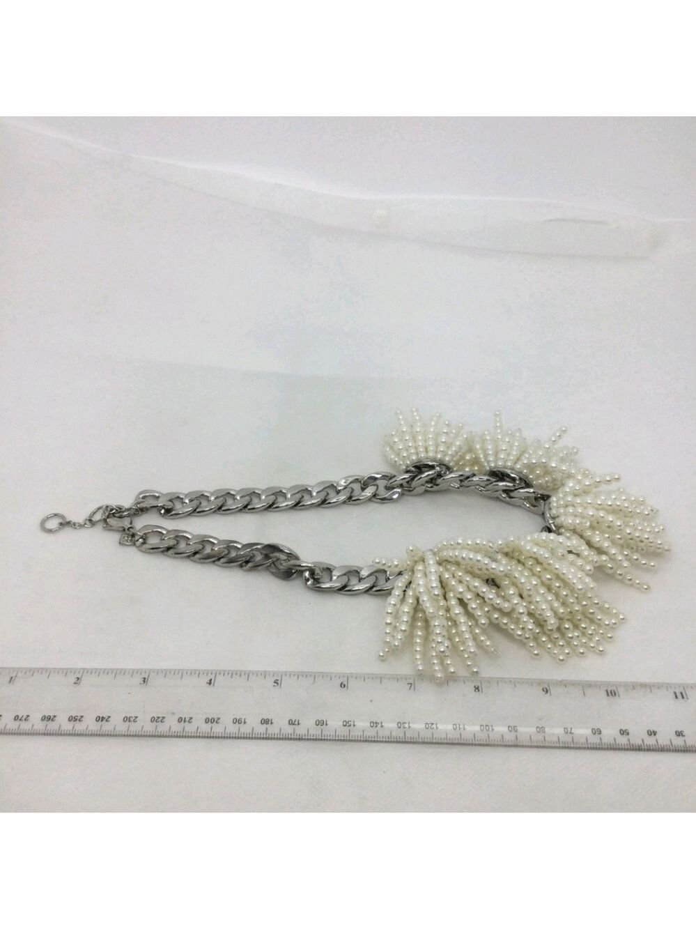 Banana Republic Faux Pearl Fringe Statement Necklace 16" EUC - Picture 5 of 5